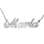 頭文字ダイアモンド　14Kホワイトゴールド　ネームネックレス