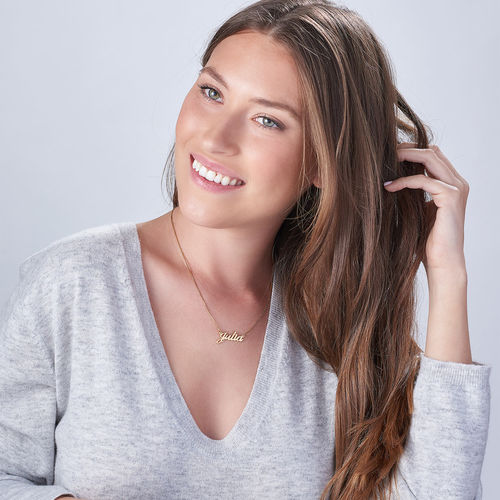 スモール１８K ゴールドメッキ シルバーネームネックレス - 2