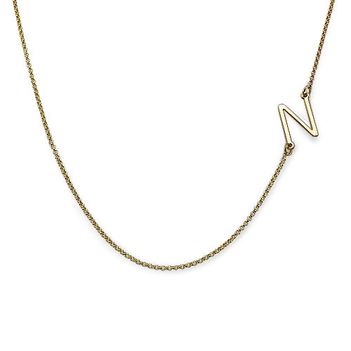１８K　ゴールドメッキ　サイドウェイ　イニシャルネックレス - 1