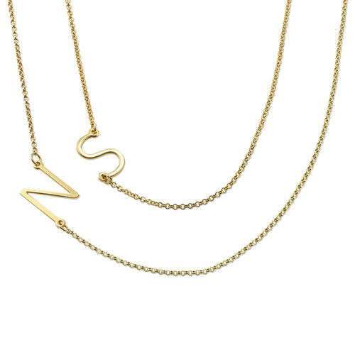 １８K　ゴールドメッキ　サイドウェイ　イニシャルネックレス - 2