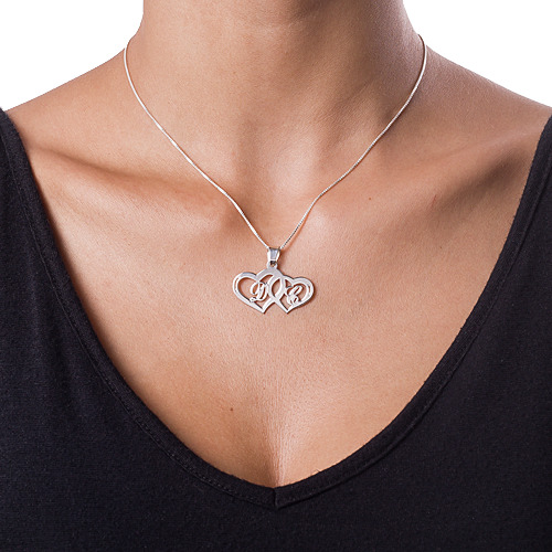 シルバー　カップルハート　ペンダント - 1