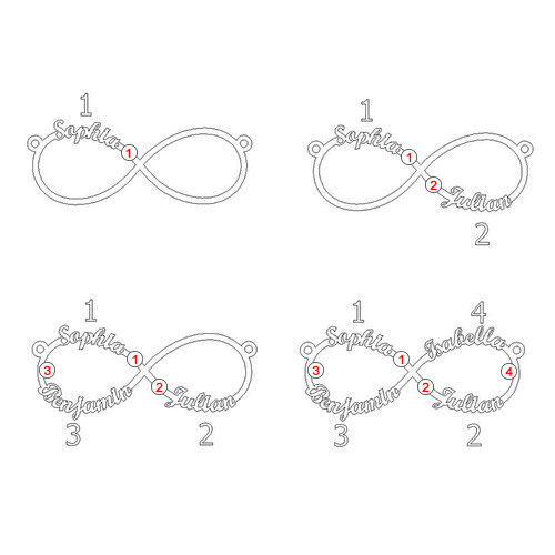 誕生石付き4つの名前入りインフィニティネックレス - 3