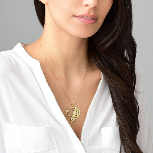 ママと刻印された誕生石ネックレス  - 14Kゴールド - 2