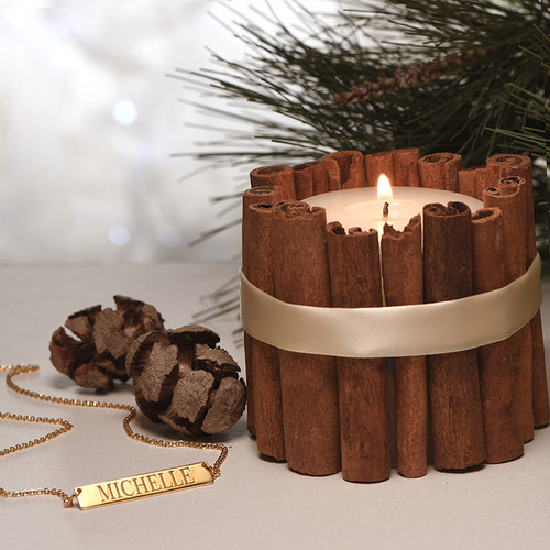 18kゴールドメッキ刻印バーネックレス - 2