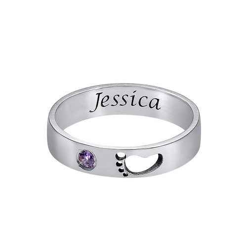 内側の刻印つきベビーフィートリング - 1