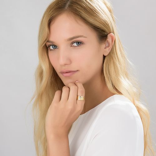 誕生石付き積み重ね可能なネームリング－14Kソリッドゴールド - 4