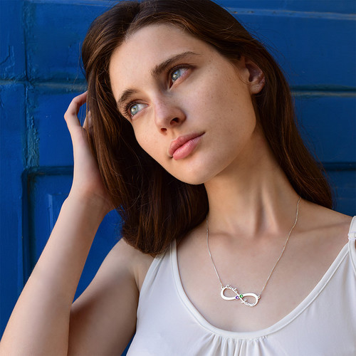 誕生石付きインフィニティネームネックレス - 7