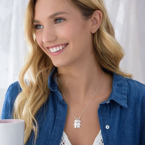 スターリングシルバー　キッズチャーム付きママ・ネックレス - 3