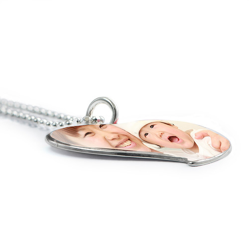 スターリングシルバーのハート写真ネックレス - 2