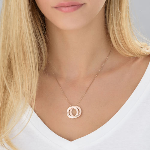 ロシアン２リングネックレス-ピンクゴールドメッキ - 3