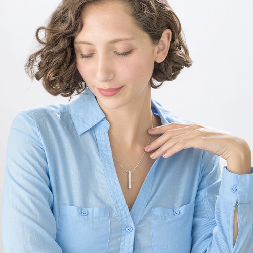 3D 刻印バーネックレス-シルバー - 3