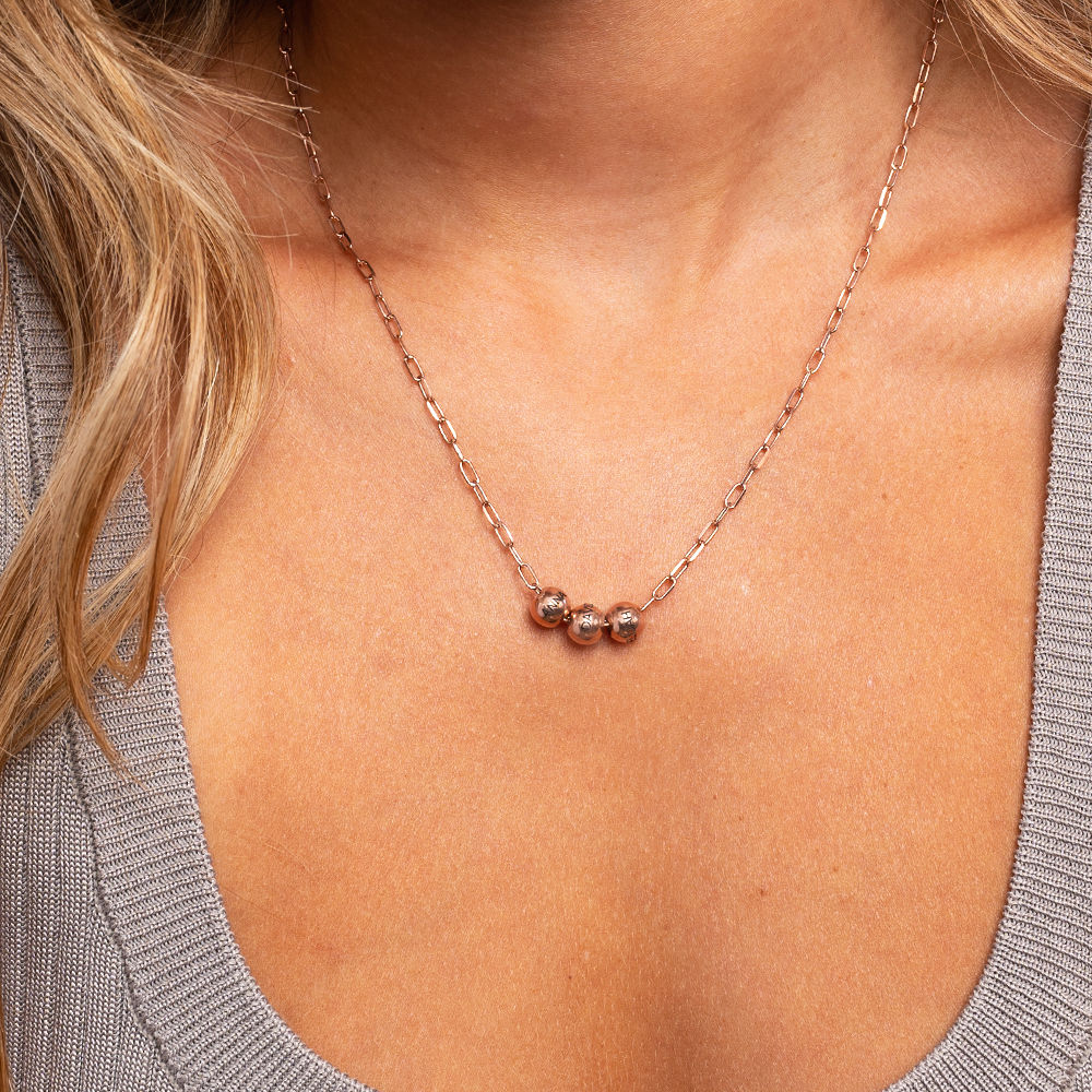 18Kローズゴールドメッキのバランスネックレス - 3