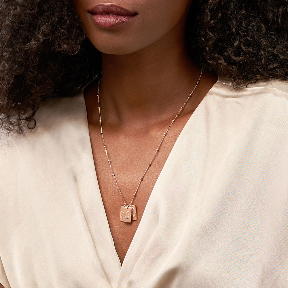 ブロッサム バースフラワー & ストーン ネックレス （18K ローズゴールドメッキ） - 3