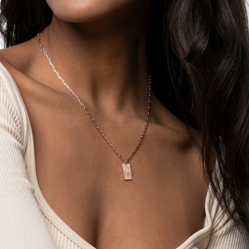 リンクブロッサム誕生花とダイヤモンドのネックレス（18Kローズゴールドメッキ） - 3