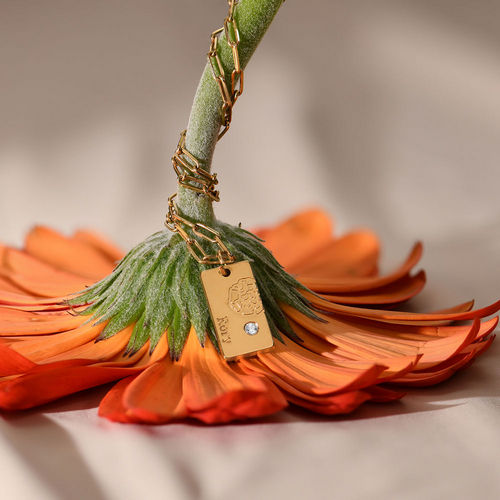 リンク ブロッサム バースフラワー & ダイヤモンド ネックレス、18K ゴールド ヴェルメイユ - 1