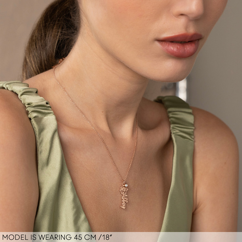 ブルーミング バースフラワー ネーム ネックレス ダイヤモンド付き 18K ローズゴールド メッキ - 1