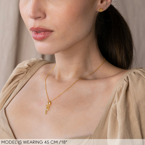 ブルーミング バースフラワー ネーム ネックレス ダイヤモンド付き 18K ゴールド ヴェルメイユ - 4