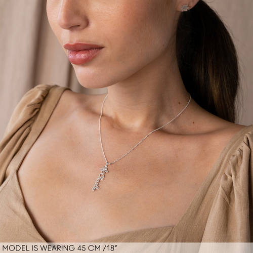 スターリングシルバーの誕生石付きブルーミングバースフラワーネームネックレス - 2