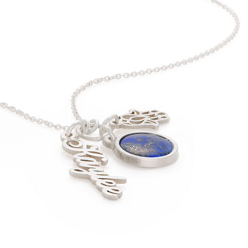 スターリングシルバーの半貴石を使用した象徴的なネームネックレス - 1