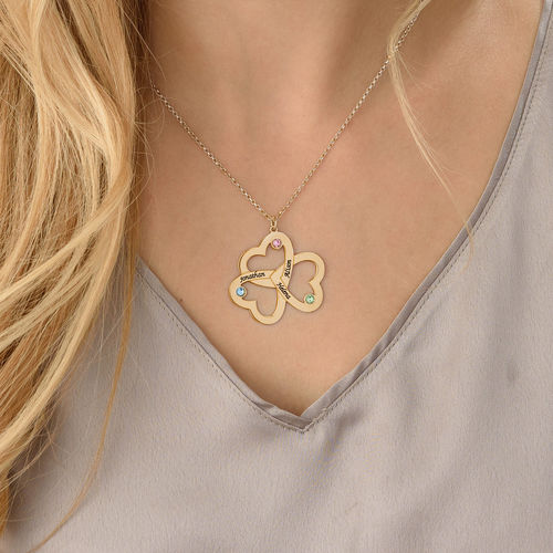 ゴールドメッキのトリプルハートネックレス - 3