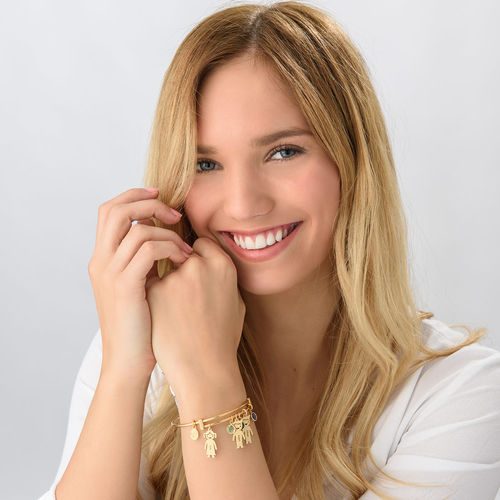 キッズチャーム付きバングルブレスレット-ゴールドメッキ - 2