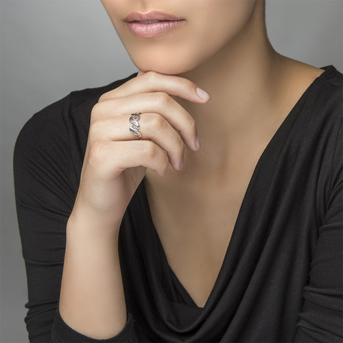 ４つの誕生石つきマザーズリング - 2