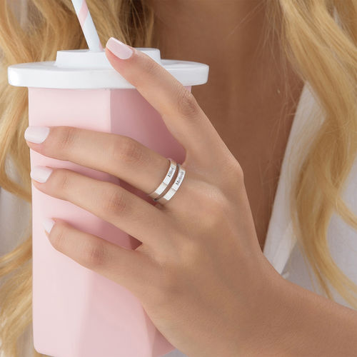 シルバー２つの名前リング - 3