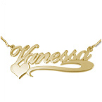 １８k サイドハート ゴールドメッキネームネックレス