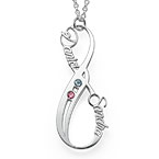 誕生石付き垂直インフィニティ ネームネックレス