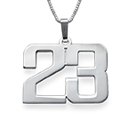 男性用パーソナライズされたジュエリー‐シルバーナンバーネックレス