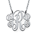 ファンシースターリングシルバーモノグラムネックレス