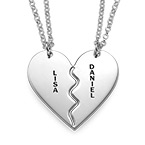 スターリングシルバー ペアハート型ネックレス