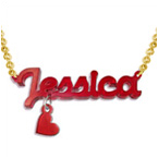 チャーム付きアクリルネームネックレス　ゴールドメッキチェーン