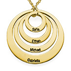 刻印つき４つのオープンサークルのネックレス-ゴールドメッキ