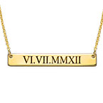 ゴールドメッキのローマ数字バーネックレス