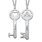 ハート＆クローバーのパーソナライズされたキーネックレスセット