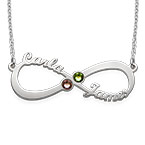 誕生石付きインフィニティネームネックレス