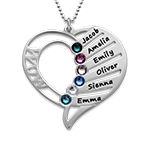 ママと刻印された誕生石ネックレス