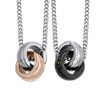 カップルのためのインターロッキングリングネックレスセット