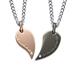 カップルのためのハートネックレス2ピースセット