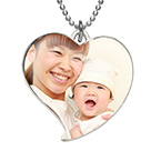 スターリングシルバーのハート写真ネックレス