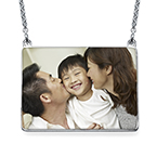 刻印された写真ネックレス - 長方形