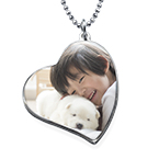 シルバー斜めハート写真ペンダント