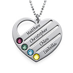 刻印された名前付き誕生石ハートネックレス