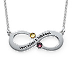 誕生石付きカップルのインフィニティネックレス