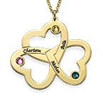 ゴールドメッキのトリプルハートネックレス