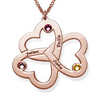 ピンクゴールドメッキのパーソナライズトリプルハートネックレス