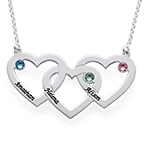 誕生石付き絡み合ったハートネックレス