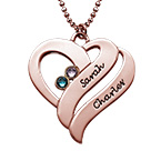 ２つのハートのフォーエバーワンネックレス－ピンクゴールドメッキ