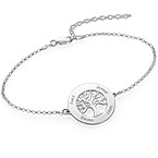 刻印付きシルバーファミリーツリーブレスレット